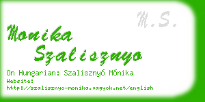 monika szalisznyo business card