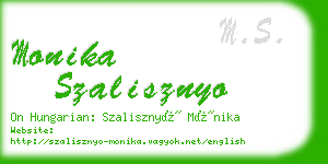 monika szalisznyo business card